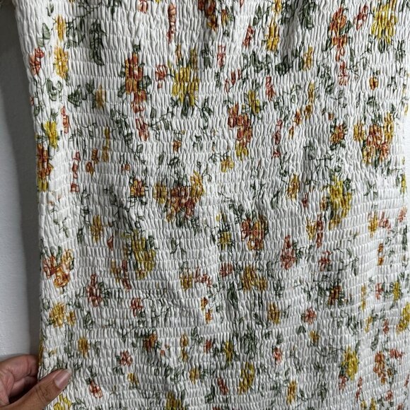 Lost + Wander Ditzy Floral Smocked Mini Dress Garden Cottagecore Sz M Boho Y2K - Picture 4 of 11